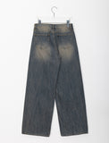 Uton curve cut washed denim pants