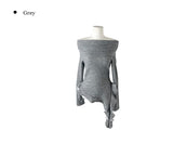 [Brushed] Fove Off-Shoulder Unbalanced Frill Rib Knit