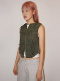 SHIRRING CROP HOOD VEST