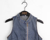 Knitter Unbalanced Zipper Denim Zip-Up