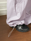 Sinjeu String Pocket Nylon Two-Way Long Wide Pants