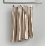 Slacks Flower Two Pintuck Inner Clip Wide Slacks Pants
