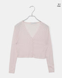 Lining Dot V-neck See-through Crop Cardigan