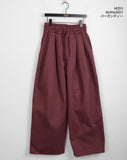 Peubit two-pin tuck banding cotton long wide pants