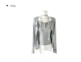 [Muffler set] Renu Cardigan Shirring Button Sleeveless Set
