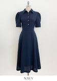 Bellian Shirt Puff Flare Long One Piece