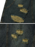Damaged Washing Denim Long Skirt