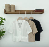 Koren V-neck Linen Short Sleeve Jacket