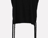 Celty Embossing Back Slit Strap U-Neck Short Sleeve T-shirt
