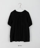 Kekoi Ribbon Puff Short Sleeve Blouse