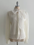 Mael Ribbon Tulle Brushed Lace Blouse