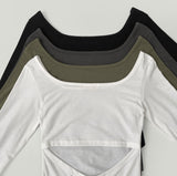 Chic Dodo Open Waist U-neck Long Sleeve T-shirt