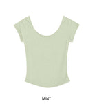 [1+1] Way Basic Slim U-Neck Short Sleeve