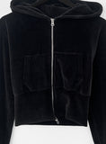 Shovel velvet zip-up hooded zip-up