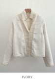 Ronda Mix Collar Pearl Tweed Jacket