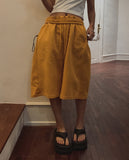 high key side tuck wide half pants