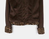 Rotel Leopard Hopi Fur Contrast Corduroy Jacket
