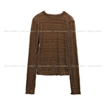 Titi wrinkle see-through layered long sleeves