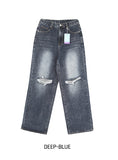 [U-DENIM] 5 Colors Ripped Jeans Wide Denim Pants