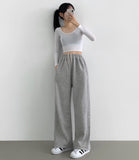 Brushed Bly Vivid Color Long Wide Banding Training Pants