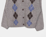 [Wool20] Necker Vintage Diamond Argyle Knit Cardigan