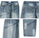 Luke diagonal panel washed denim pants