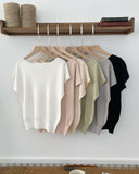 Shuez Soft Boat Neck Cap Sleeve Knit