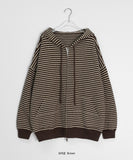 Kidenko Two Way Stripe Over Knit Hood Zip-Up