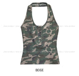 Nutty Military Halterneck Crop Sleeveless