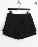 Wika Two-Way Ribbon Pants Pleated Mini Skirt