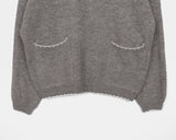 Miden color matching half button pocket collar knit