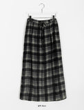 Theen Check Chiffon Long Skirt