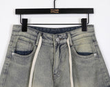Kelu Vintage Washing Strap Cargo Denim Bermuda Shorts
