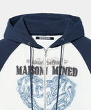 DOODLE HEART RAGLAN SWEAT ZIP UP HOODIE