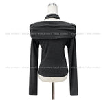[Muffler set] Ray off-shoulder single-breasted long-sleeved