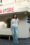 Irloop Cat Crop Short Sleeve Tee