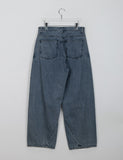[unisex] Elisha Crack Washing Slit Wide Denim Pants