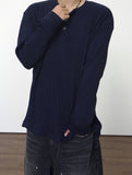 Simple Line Henley Neck Long Sleeve
