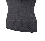 Mints Mother-of-Pearl Button Dot Halter Sleeveless Top