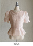 Ravidol See-through Check Puff Blouse