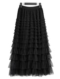 Feather See-Through Tiered Skirt