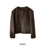 Objet Wool Check Round Jacket