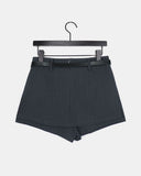 Nimu Stripe Pattern Belt Short Skirt Pants
