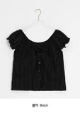 The Mill Shirring Ribbon Lace Short Sleeve Blouse