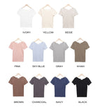 Mojou U-neck Slim Round Short Sleeve T-shirt