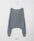 Rotem Hairy Mix Color Knit Cardigan