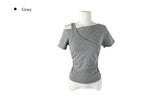 Cannon Layered Shirring Off-Shoulder T-Shirt