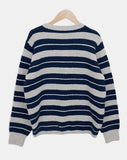 Woolen Stripe Round Knit Cardigan
