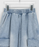 [unisex] Colds Banding Bermuda Big Cargo Denim Pants