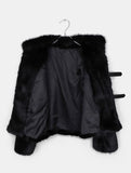 Eri Buckle High Neck Fur Short Jacket
